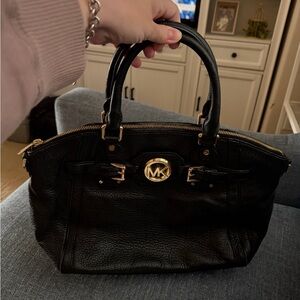 Michael Kors Hudson Belted Leather Satchel.